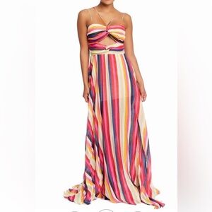 Luxxel Multi Stripe Maxi Boutique Dress